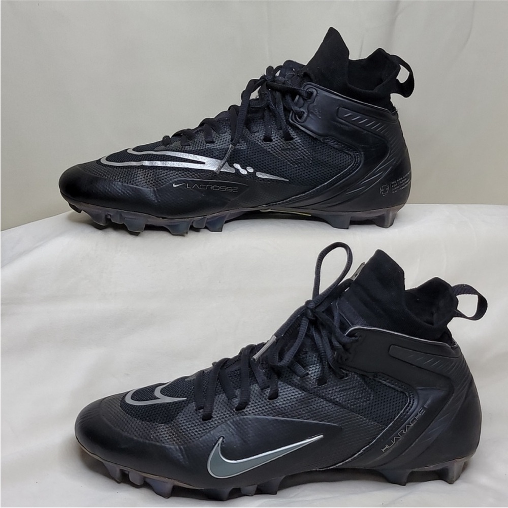 Nike Alpha Huarache 8 Elite LAX  Black Cleats Lacrosse Men’s Size 10.5
